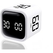 Digital Cube Pomodoro Timer Desk Rechargeable Productivity 5/10/30/60min & Custom Countdown, Vibration Adjustable Sound Alarm,for Task Work Kitchen ADHD Kids Studying White