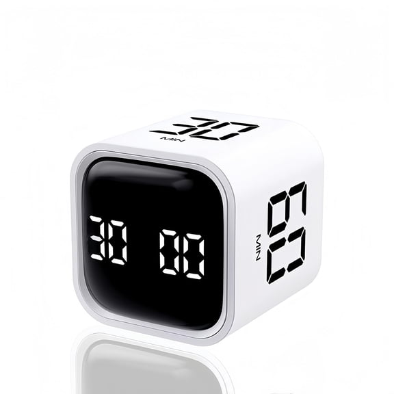 Digital Cube Pomodoro Timer Desk Rechargeable Productivity Timer 5/10/30/60min & Custom Countdown, Vibration & Adjustable Sound Alarm,for Task Work Kitchen ADHD Kids Studying (Black)
