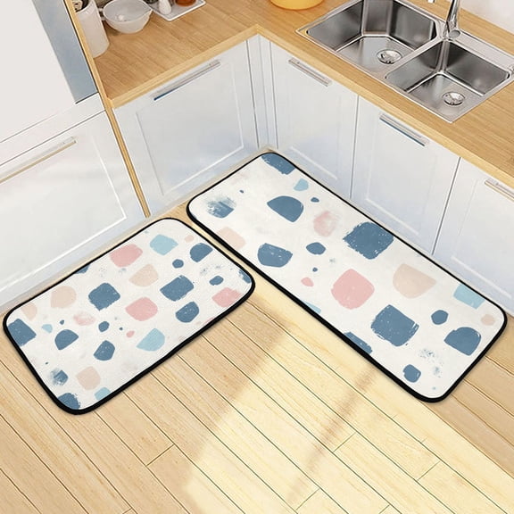 Digital Cubes Kitchen Mats Non Slip Standing Desk Mat Runner Rug Washable Kitchen Rugs for Floor 2PCS