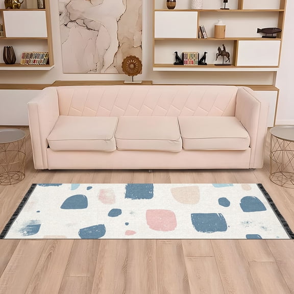 Digital Cubes Runner Rug Non-Slip Area Rugs Linen Washable Non Shedding for Kitchen Bedroom Carpet