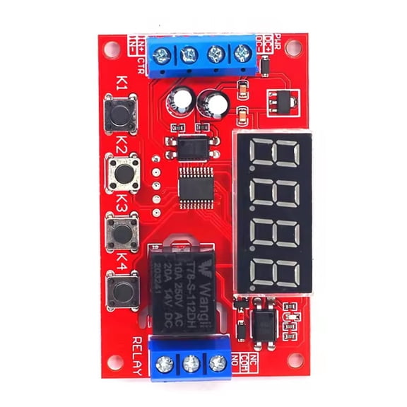 Digital Cycle Timer Delay Relays Module Programmable Delay Controller DC5V/12V/24V Input Industrial AntiReverse Function