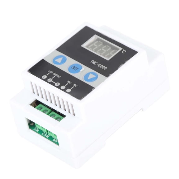 Digital DIN Rail Thermostat AC 110-240V Heating Cooling Temp Controller 10 inches / 25.4 cm NTC Sensor Regulator Switch for Refrigeration