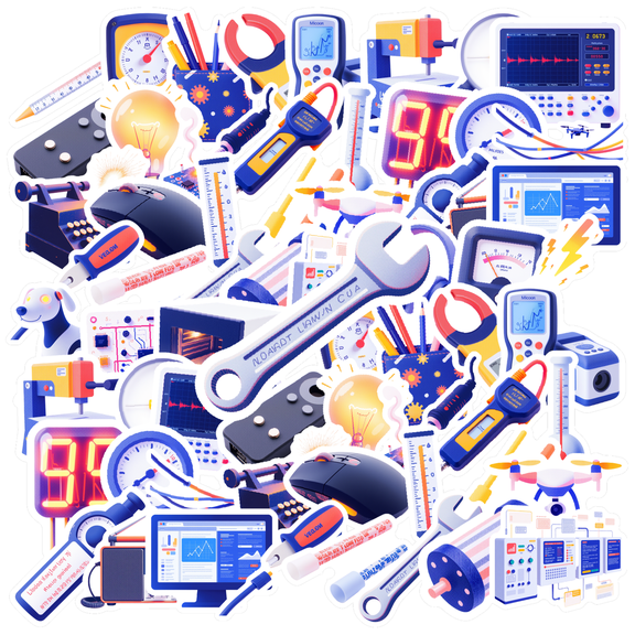 Digital Decals Stationery Stickers Gadget Retro Stickers Teacher Reward Stickers for Laptops Suitcases