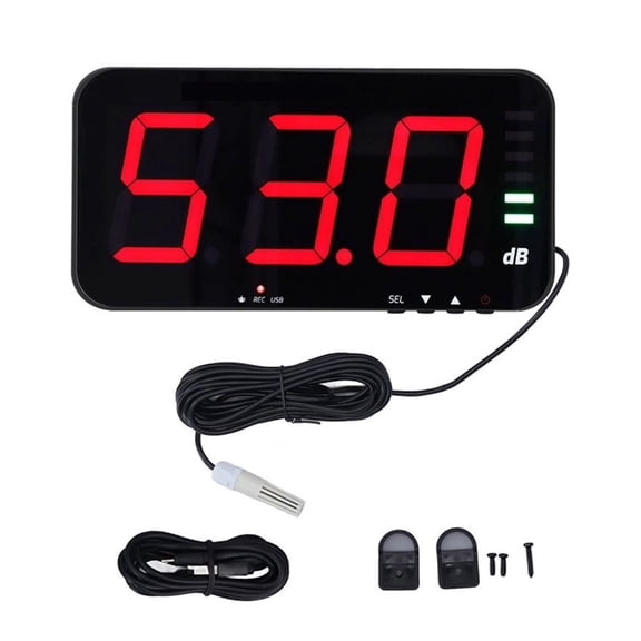 Digital Decibel Reader 13In Screen Sound Level Meter Wall Hanging Environmental Noise Detector 654A ,Feature Packed