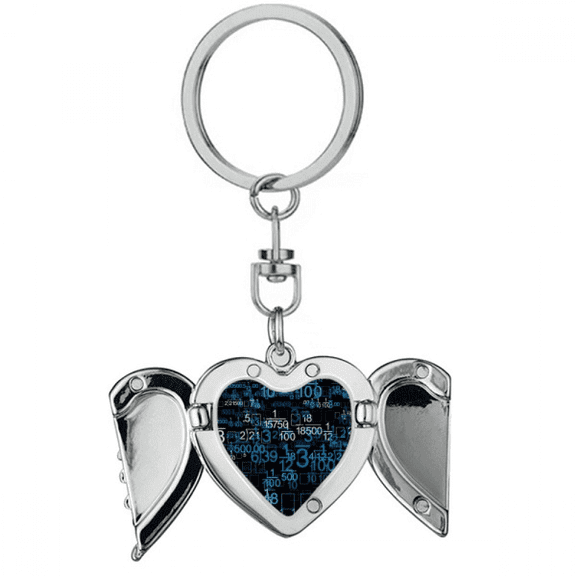 Digital Decimal Illustration Science Technology Heart Angel Wing Key Chain Holder
