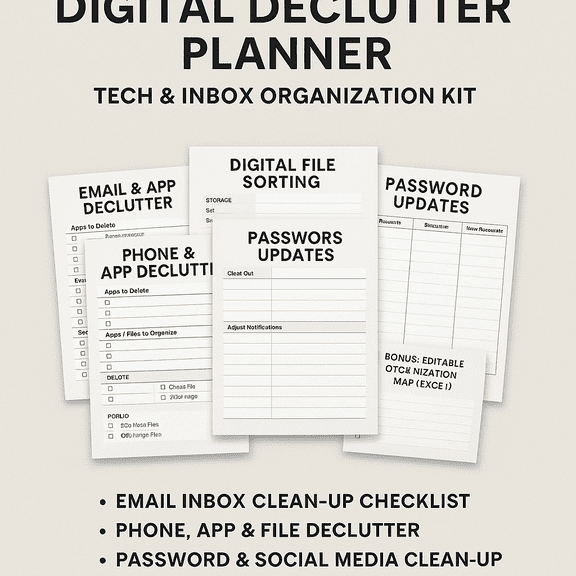 Digital Declutter Planner  Tech & Inbox Organization Kit