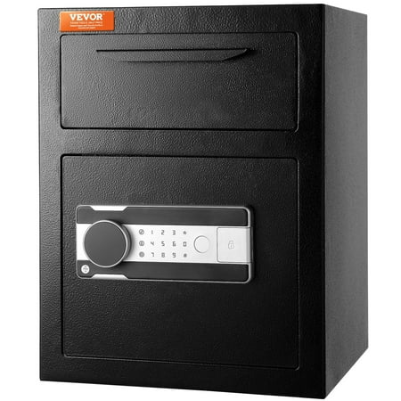 Digital Deposit Safe with Drop Slot, 1.7 Cubic Feet, 2 Emergency Keys, Compact Safe for Cash/Mail in Office/Home/Hotel