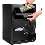 Digital Depository Business Safe Box, Drop Slot Safes with 2 Emergency Keys & Keypad Black