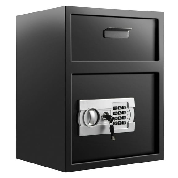 Digital Depository Safe 1.7 Cu. Ft. Carbon Steel Drop Safe with Code Lock & Keys - Home Hotel Office Cash Jewelry Document Secure Storage