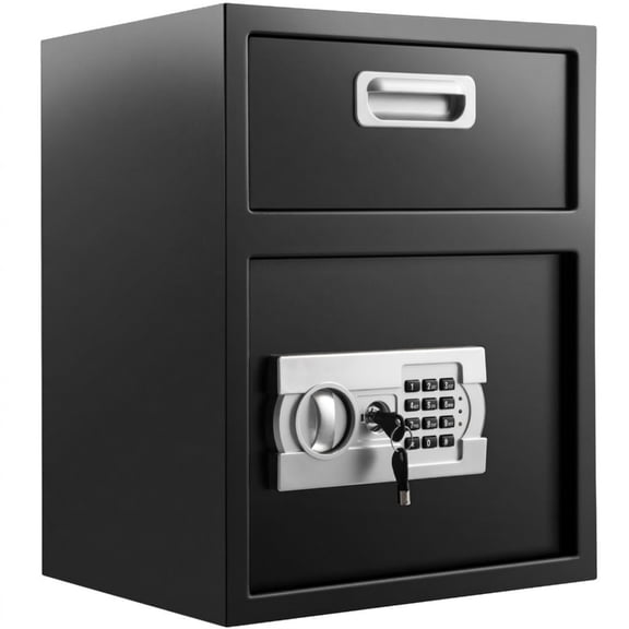 Digital Depository Safe 1.7 Cubic Feet Made of Carbon Steel Electronic Code Lock Depository Safe with Deposit Slot with Two Emergency Keys Depository Box for Home Hotel Restaurant and Office