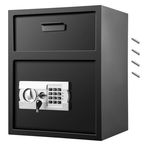 Digital Depository Safe 1.7 Cubic Feet Made of Carbon Steel Electronic Code Lock Depository Safe with Deposit Slot with Two Emergency Keys Depository Box for Home Hotel Restaurant and Office