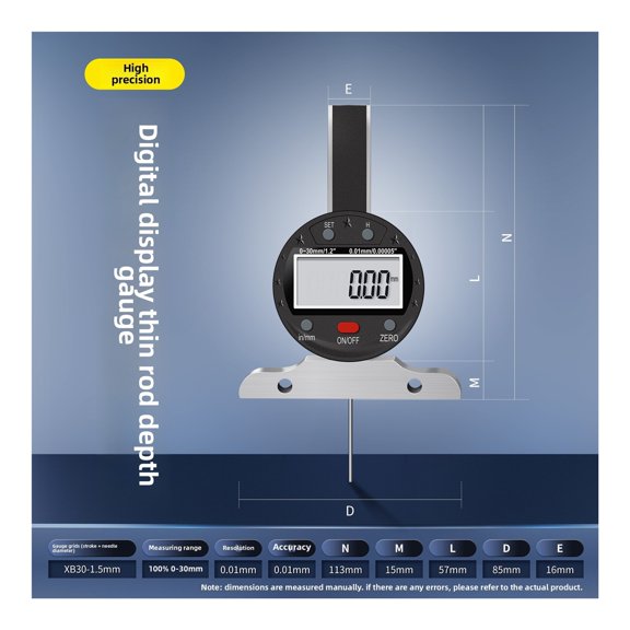 Digital Depth Gau Dial Gau Indicator Thin Round uring Rod Platform Base Small Hole Diameter Deep High Precision Caliper