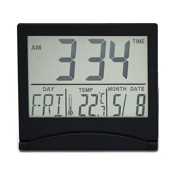 Digital Desk Clock with LCD Display, Calendar, Alarm, and Temperature Feature, Perfect for Office, Bedroom, and Home Use,Black