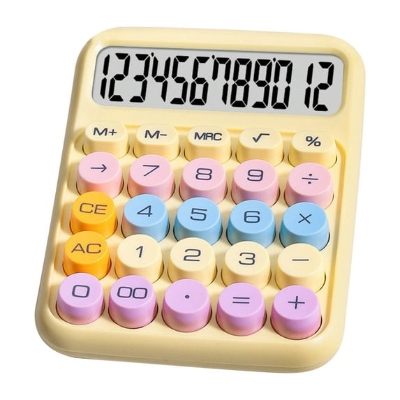 Digital Desktop Calculator with 12-Digit LCD Display, Round Keys, Long-Lasting Power, Sleek Design, Stable Non-Slip Base for Efficient Math Tasks
