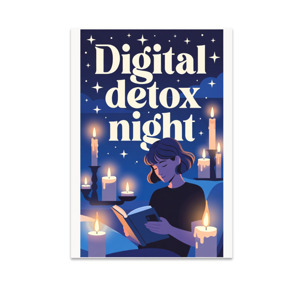 Digital Detox Night Wall Art - Home Decor Enthusiast - 13x19 Poster Print