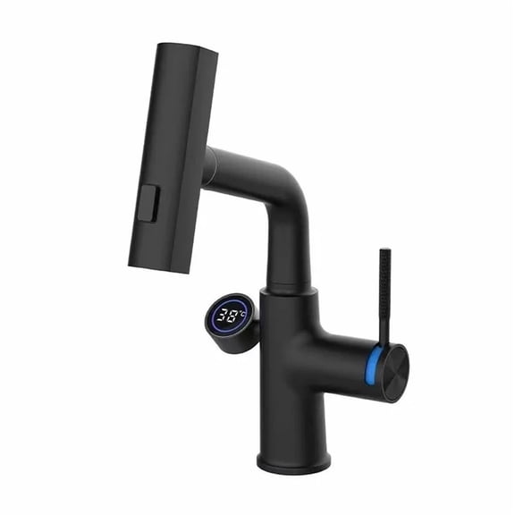 Digital Display Basin Faucet Lift Up Down Stream Sprayer Hot Cold Water Sink Mixer Wash Tap For Bathroom -Modern Design