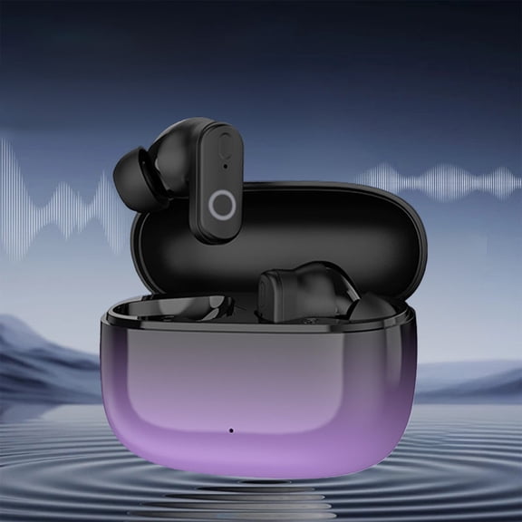 Digital Display Bluetooth 5.4 Earbuds - Spatial Audio & ANC, Long-Lasting Battery High Sound for Commute Travel Office, Purple, 2.36"x1.77"