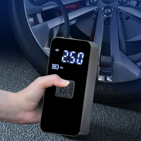 Digital Display Car Inflatable Pump, Portable Multi-Function Emergency Tire Inflator, Fast Air Pump with LED Flashlight, Wireless, for Cars, SUVs, and Bicycles