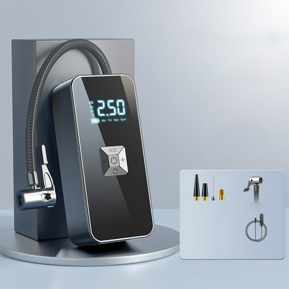 Digital Display Car Inflatable Pump, Portable Multi-Function Emergency Tire Inflator, Fast Air Pump with LED Flashlight, Wireless, for Cars, SUVs, and Bicycles