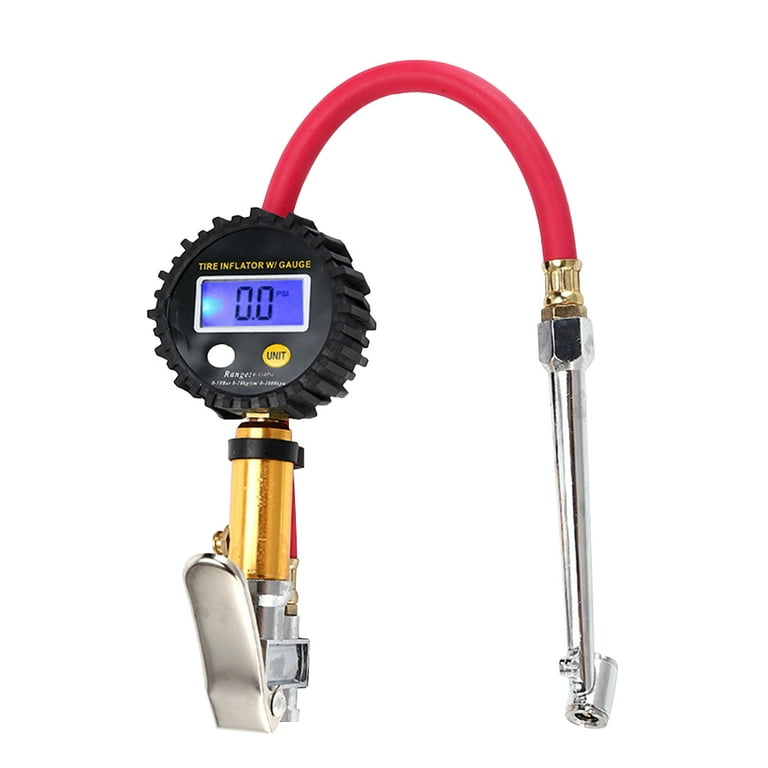 Digital Display Car Tire Air Pressure Inflator Gauge LCD Display LED Backlight Vehicle Tester Inflation Monitoring Without Battery, Size: 12.6 x 5.51
