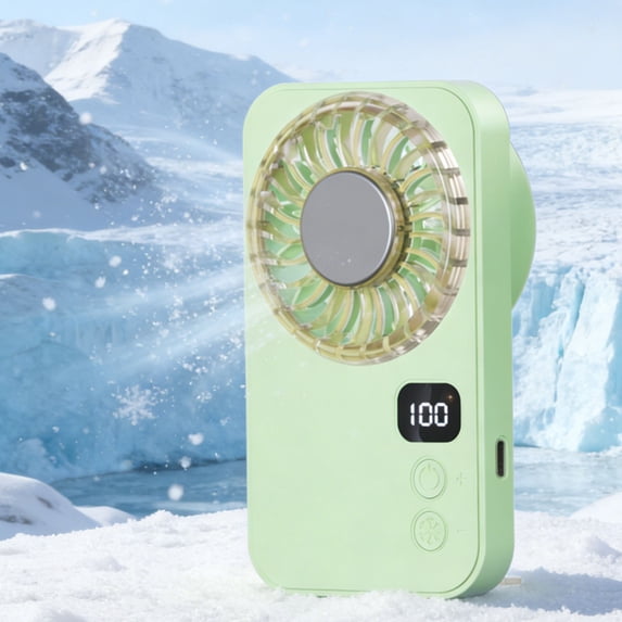 Digital Display Desktop Fan,Usb Rechargeable 100-Speed Ice Compress ...