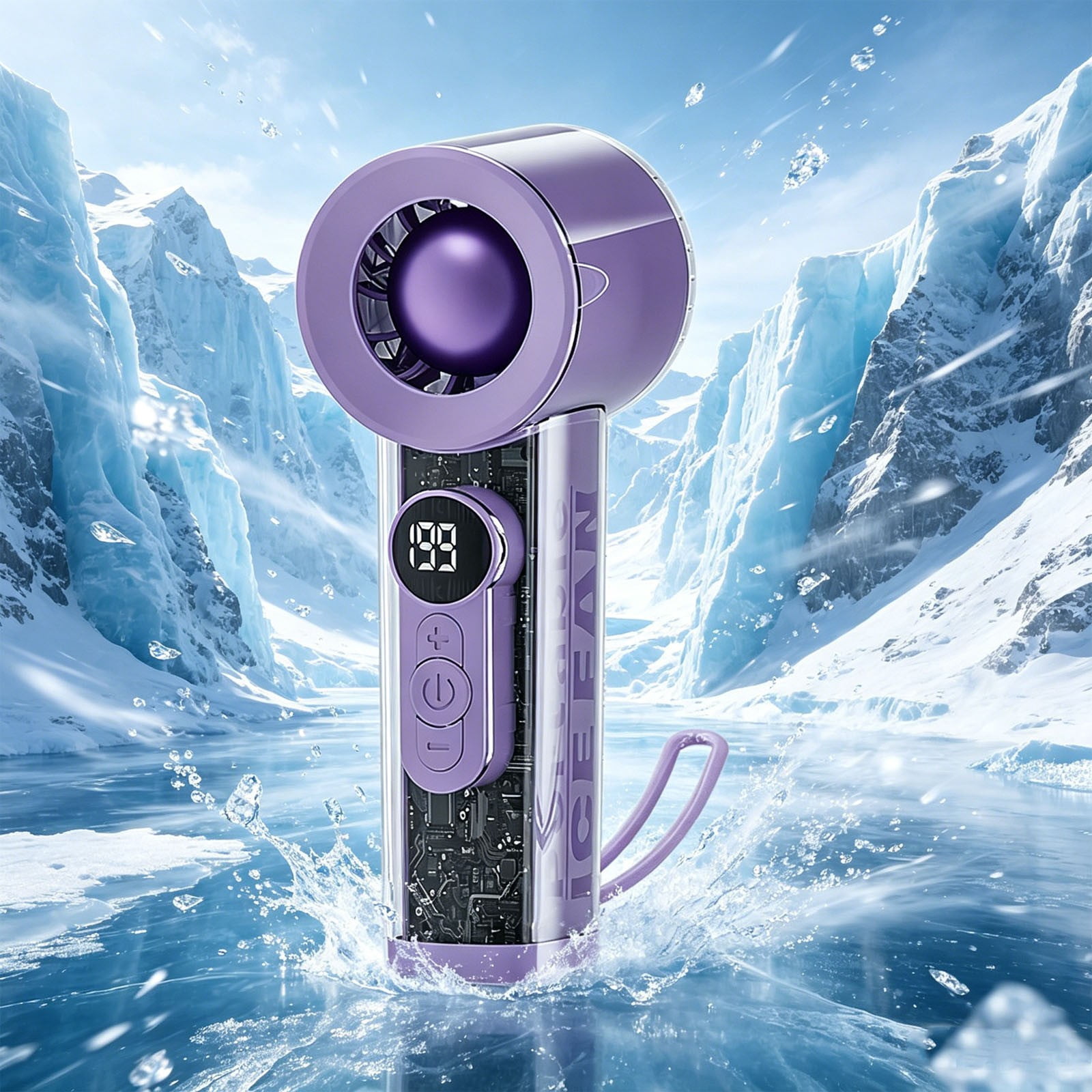 Digital Display Handheld Fan USB Rechargeable Powerful Portable Cooling ...