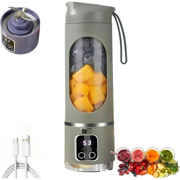 Digital Display Juicer, Digital Multimode Juicer Blender, Portable USB Rechargeable Juice Blender for Smoothies Liquid Diet, Shakes