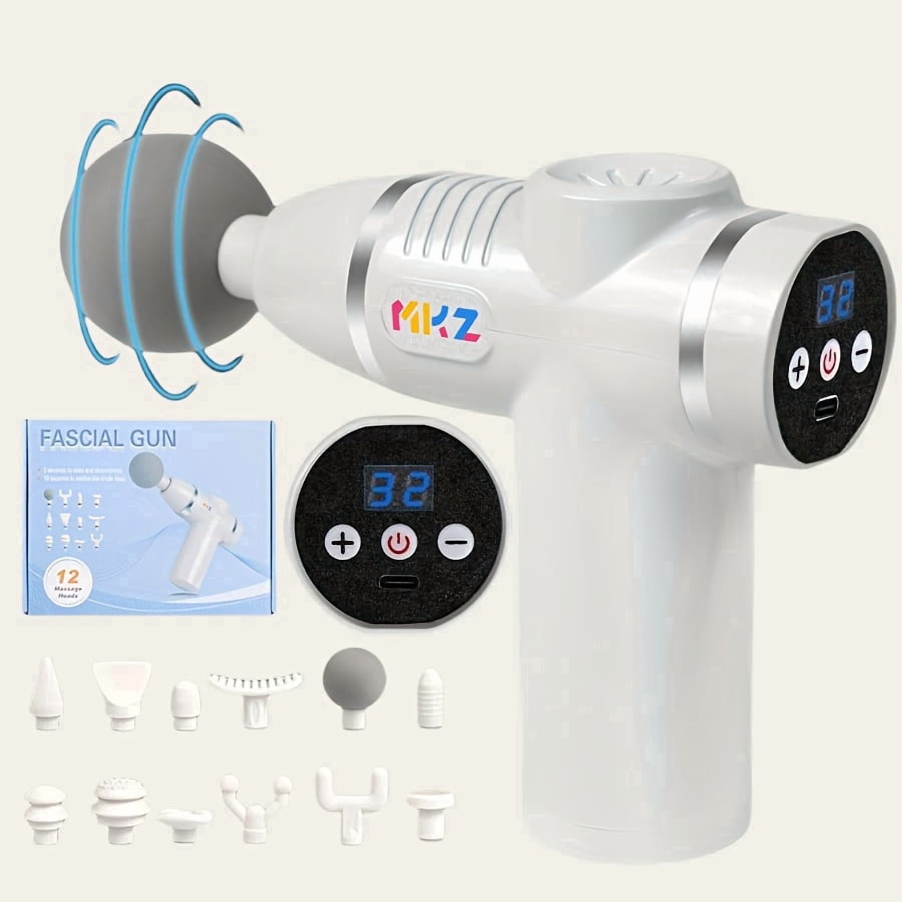 Digital Display Massage Gun 12 Massage Heads 8 Speeds Deep Tissue Muscle Massager Gun For Athletes