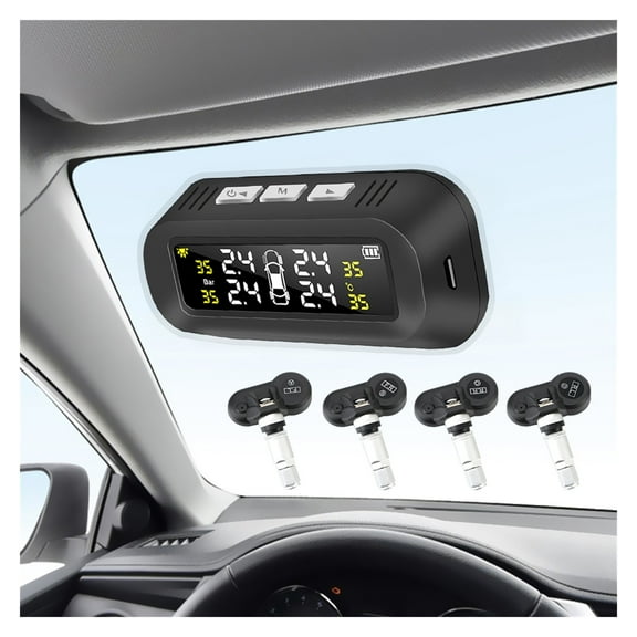 Digital Display Solar TPMS Tyre Temperature Warning Alarm Kit Car Tire Pressure Monitoring System 4 Internal Sensors
