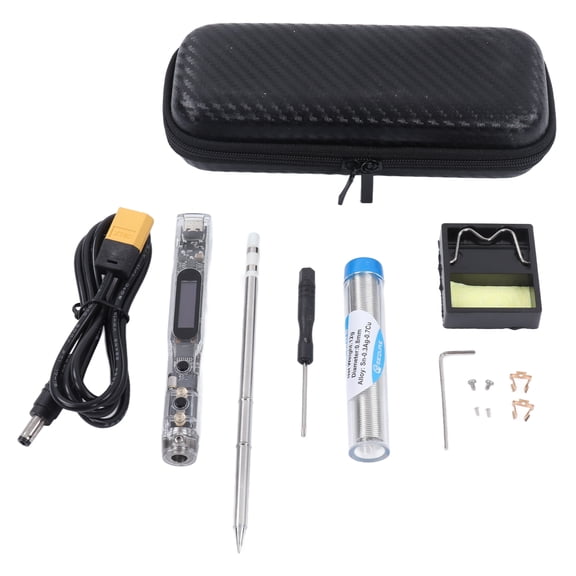 Digital Display Soldering Iron Portable Electric Welding Tool Kit T12-B2 Tip 0.91 in OLED Screen Adjustable Temp