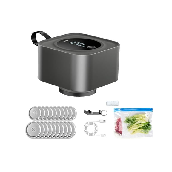 Digital Display Square Jar Sealer, Automatic Rechargeable Sealing Machine for Dry Goods and Coffee Bean Storage