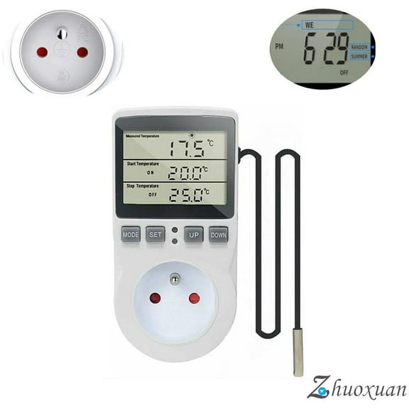 Digital Display Thermostat Timer for Reptile Incubator Terrarium, Temperature Correction with Relay Output for Greenhouse Freezer Refrigerator Heater Fridge Home Brew Vivarium