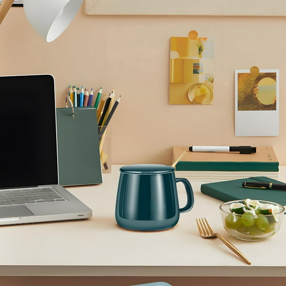 Digital Display USB Cup Warmer Base - Adjustable Temperature Constant Temperature Cup Warmer with Three Gears, Perfect for Office & Home Use with Glass, Ceramic Mugs, 4.72*6.3*4.72in, Green