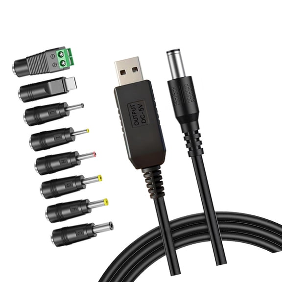 Digital Display USB to DC5.5mm 5V/9V/12V Step Up Converters Cable Set Including 8 Connectors For Universals Device Charging
