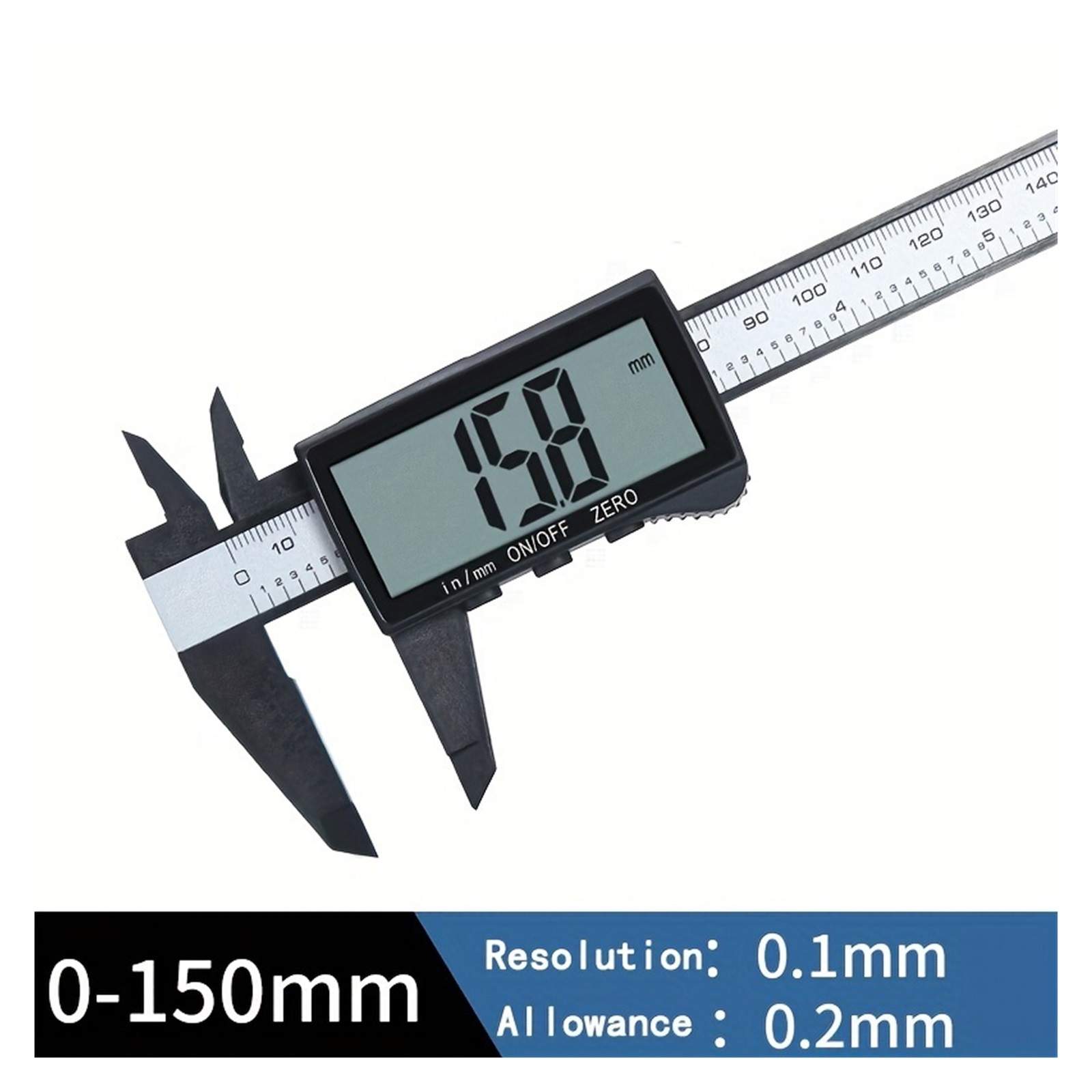 Digital Display Vernier Caliper, 0-150mm Full Screen Plastic Caliper, Series Cultural And Entertainment Jewelry Measuring Ruler