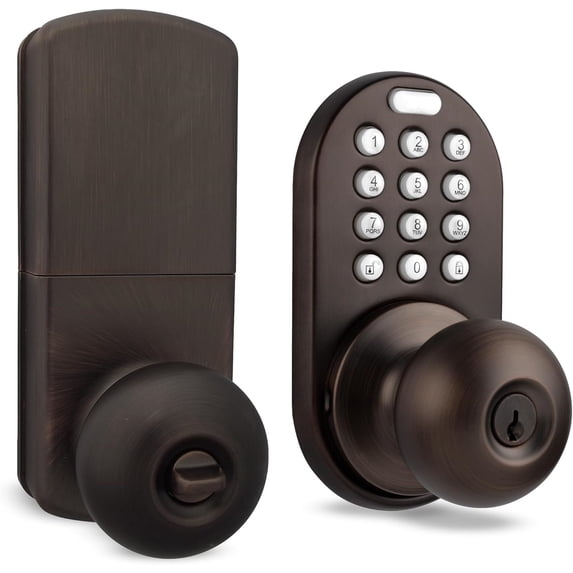 Digital Door Knob Lock with Electronic Keypad, Oil Rubbed Bronze, Keypad Lockable