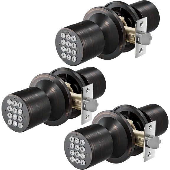 Digital Door Lock with Keypad -  Door Knob for Keyless Entry - Oil Rubbed , 3
