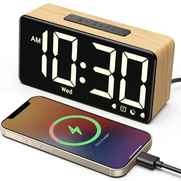 MPOW Alarm Clocks for Bedrooms, Digital Clock with Large Display, Desk Clock for Bedside, Super Loud for Heavy Sleepers, Power-Off Memory & Alarm, 4 Level Brightness +Off, Dual Alarm, 12/24H