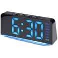 thumbnail interactive-video image 1 of Digital Dual Alarm Clock with Night Light, Day of Week, Temperature, Dimmable, Snooze,12/24H for Bedroom Black Blue, 1 of 8