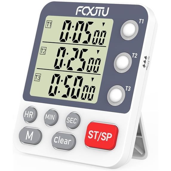 Digital Dual Kitchen Timer, 3-Channel Magnetic Countdown Stopwatch ...