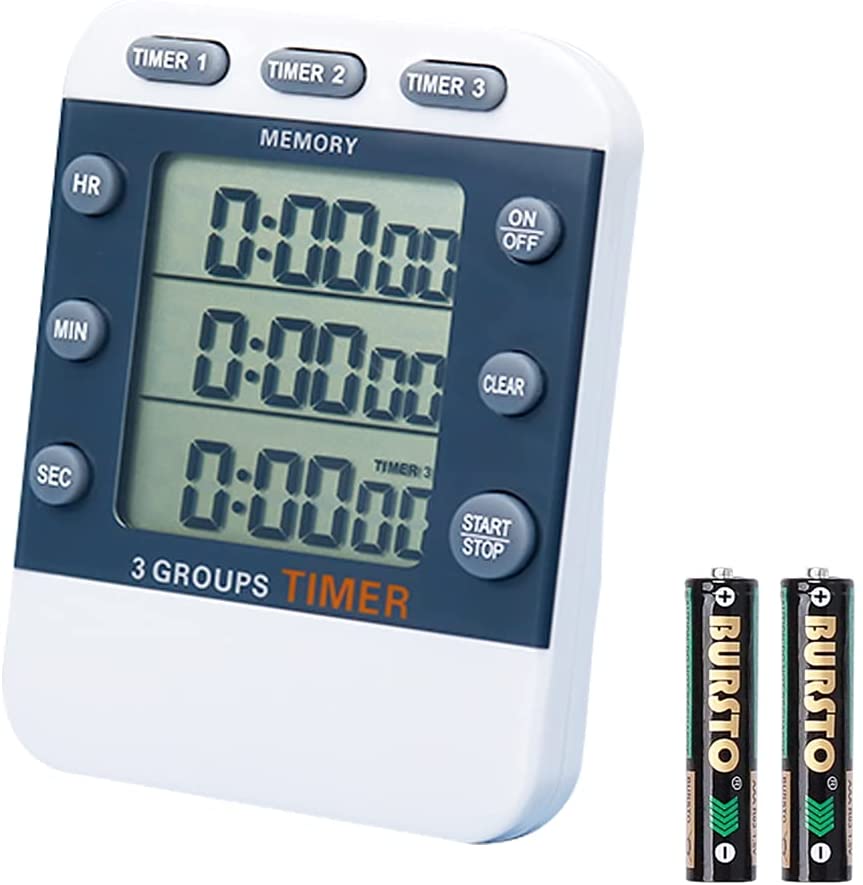 Digital Dual Kitchen Timer, 3 Channels Count UP/Down Timer, Triple ...