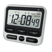 Digital Dual Kitchen Timer with Strong Magnet,24-Hour Countdown & Stopwatch,Loud Alarm,12/24 Hour Clock Switch,Calendar,Visual Indicator Light,Mute Option,3 Placement Options Batteries Included