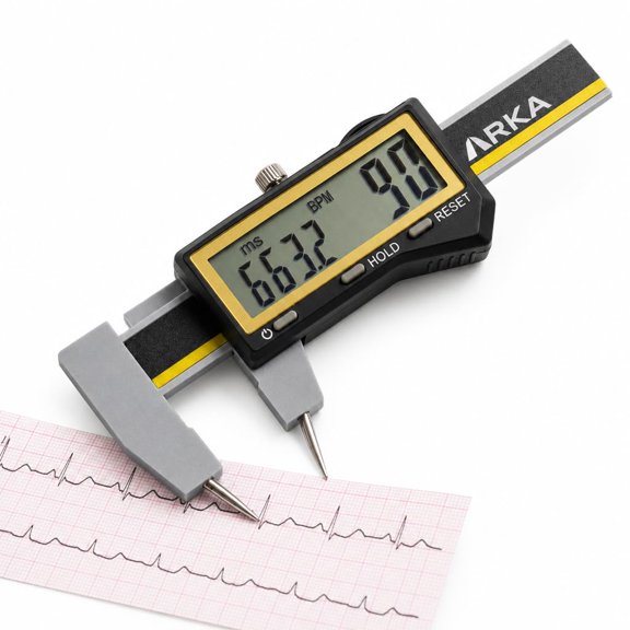 Digital EKG Calipers Instant Heart Rate & Interval Measurement, One-Hand Operation, Large LCD Display, Electrocardiographs Measuring Tool for Doctors, Nurses, Medical Student