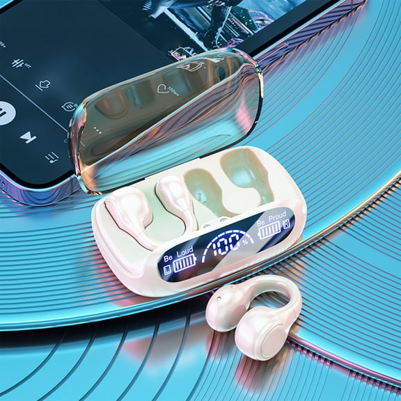 Digital Ear Clip Headset - 2.55x1.37x0.98in Wireless Bluetooth 5.3 Headphones, Open Ear Clip-On Design With Charging Case, 58H Battery Life For Mobile Phone And Computer