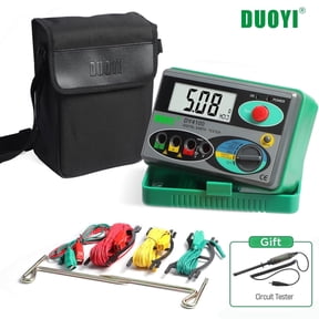 DUOYI Earth Ground Resistance Tester, 3-Grade Digital Ohmmeter with Data Hold, Overload Protection, HD Big Screen for Electrical System Inspection, 0-2000