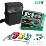 DUOYI Earth Ground Resistance Tester, 3-Grade Digital Ohmmeter with Data Hold, Overload Protection, HD Big Screen for Electrical System Inspection, 0-2000