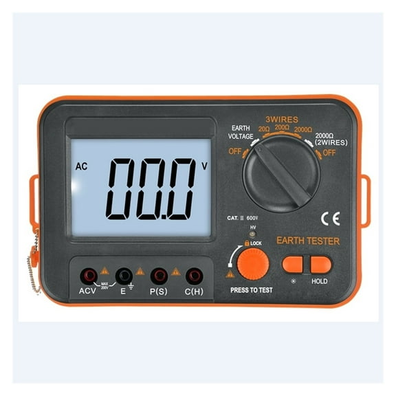 Digital Earth Resistance Tester LCD Insulation Ground Resistance Voltage Meter Lightning Rod Instrument Tool