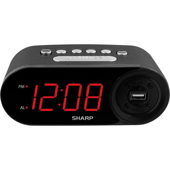 Digital Easy to Read Alarm Clock with 2 AMP High-Speed USB Charging Power Port - Charge Your Phone, Tablet with a high Speed Charge! Simple, Easy to Use Operation, Midnight Black