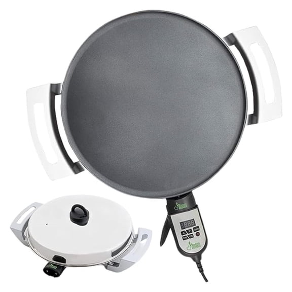 Digital Electric Griddle 16 Inch - Non-Stick Flat Top Griddle for Injera, Lefse, Pancakes - Adjustable Temperature Control & Even Heat Distribution