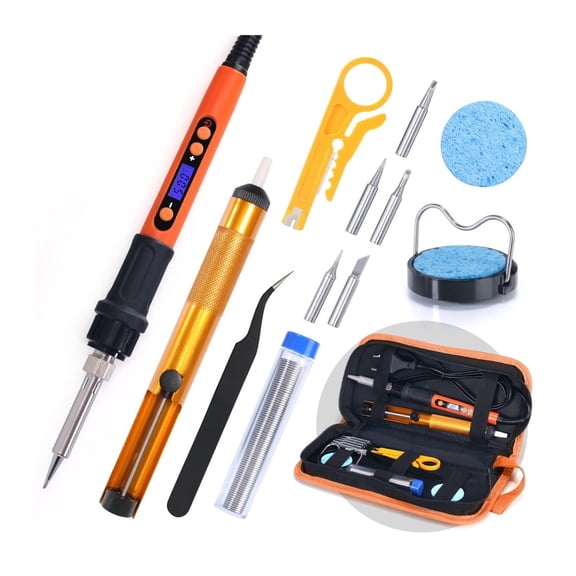 Digital Electric Soldering Iron Kit,Set Temperature Adjustable Welding Tool,Ceramic Heater Soldering Tips Rework ,Accurate Temperature Control